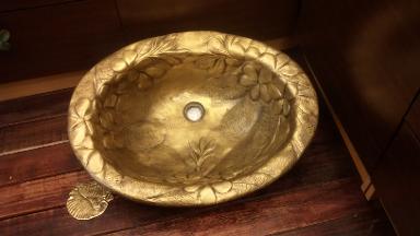 Brass sink Item code BS001I size long 600 mm. wide 450 mm.