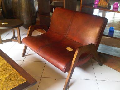 Bench teak wood with leather